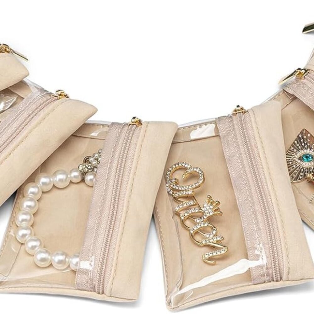 Travel Jewelry Bags,Jewelry Pouch Bag, Clear velvet zipper pockets Storage Bag O